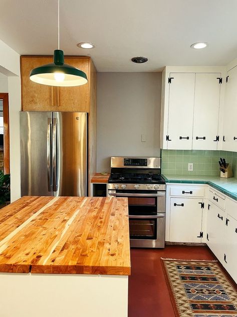 Juniper butcher block countertop. Sustainable Northwest Wood sources the wood from restoration projects aimed at curbing out of control juniper growth to restore grass land habitats. Grass Land, Butcher Block Countertop, Wood Countertop, Real Kitchen, Butcher Block Countertops, Wood Countertops, Out Of Control, Butcher Block, North West