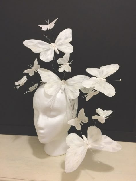 Butterfly Head Piece, Avant Garde Accessories, Avant Garde Headpiece, Air Costume, Art Headpiece, Butterfly Headdress, White Headdress, Paper Headpiece, Avante Garde Fashion