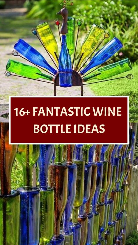 Elevate your outdoor space with creative wine bottle projects! Upcycle wine bottles into charming planters, elegant torches, or sparkling edging for a touch of sophistication. Embrace sustainability by transforming your garden into an enchanting oasis with the beauty of repurposed bottles. Enjoy the captivating charm these ideas bring to your outdoor living area! Repurpose Wine Bottles, Wine Bottle Fence, Wine Bottle Ideas, Wine Bottle Outdoor, Empty Wine Bottle Crafts, Wine Bottle Chimes, Glass Bottle Candles, Upcycled Wine Bottles, Wine Bottle Trees