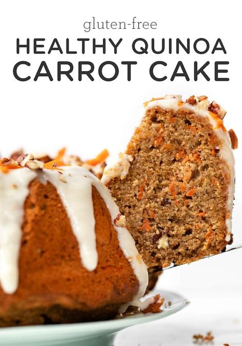 This homemade Quinoa Carrot Cake recipe uses a healthy blend of almond and quinoa flour for the BEST light, gluten-free, moist cake that’s high in protein! Easy to make and great for a crowd on Easter this spring or summer! #carrotcake #carrotcakerecipe #glutenfreecarrotcake Carrot Cake Recipe Healthy, Quinoa Flour, Quinoa Cake, Gluten Free Carrot Cake, Healthy Quinoa, Healthy Carrot Cakes, Simply Quinoa, Moist Cake, Quinoa Healthy