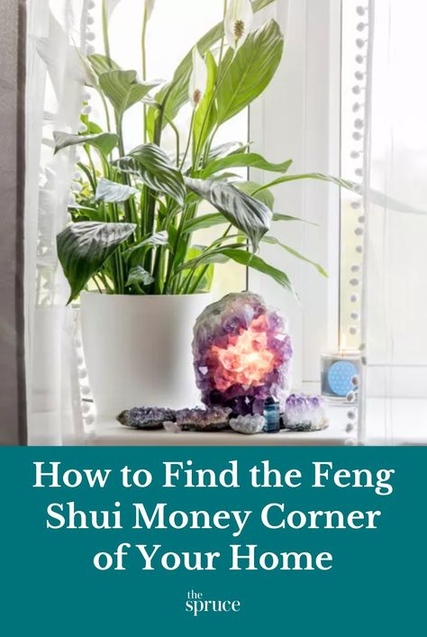 One of the most popular feng shui topics is wealth. Learn about how to find and activate the abundance, money, or wealth corner of your home. #fengshuiapartment #goodvibes #firstapartmentchecklist #apartmentdecoratingonabudget #smallspacedecorating #thespruce Feng Shui Abundance Corner, Feng Shui Wealth Corner Decor, Money Corner Feng Shui Decor, Money Bowl Feng Shui, Feng Shui New Home, Feng Shui Love Corner, Feng Shui Living Room Colors, Feng Shui Money Bowl, Abundance Altar