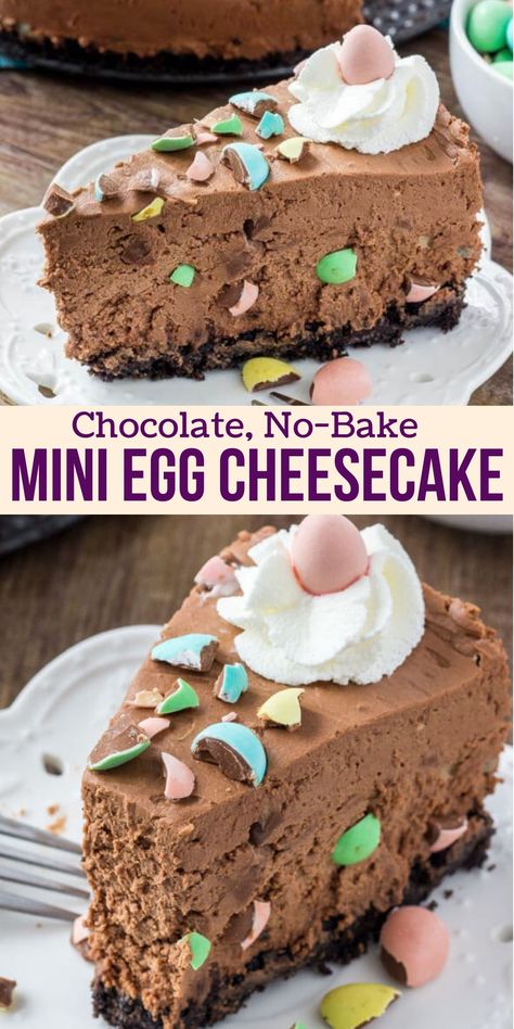 Mini Egg Cheesecake, Easter Cheesecake, No Bake Chocolate Cheesecake, Egg Chocolate, Easter Cake Recipes, Oreo Cookie Crust, Chocolate Cheesecake Recipes, Easter Desserts Recipes, Mini Egg