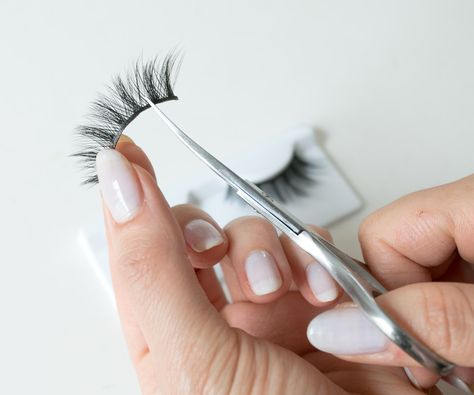 Apply False Eyelashes, Lash Tricks, Long Hair Clip, Applying False Lashes, Applying False Eyelashes, Silicone Makeup, Eyelash Sets, Makeup Brush Cleaner, How To Clean Makeup Brushes