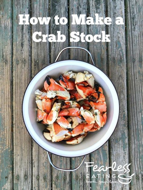 How to Make Crab Stock - Fearless Eating Seafood Soups And Stews, Pork Meatball Soup, Crab Stock, Seafood Soups, Crab Chowder, Seafood Soup Recipes, Broth Soup, Crab Bisque, Seafood Stock