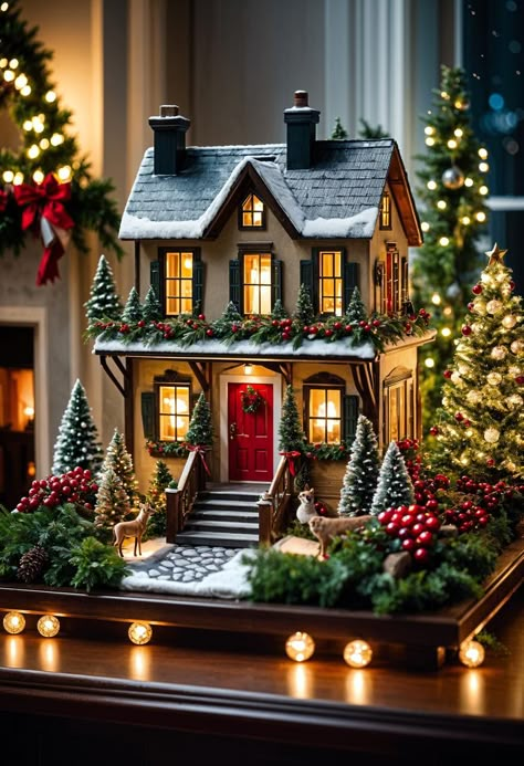 15 Unique Christmas Decor Ideas for Your Living Room 4 Miniature Christmas Houses Ideas, Christmas House Ideas Outside, Christmas Houses Diy Craft Ideas, Christmas Houses Decoration, Mr Christmas Products, Christmas Village Buildings, Christmas House Miniature, Christmas Decor Village, Christmas Craft House