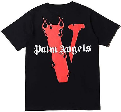 Big V Letter Shirts Men's Graphic Print T Shirt Hip Hop Short Sleeve Cotton Crew Neck Tee Tops for Men Women | Amazon.com Vlone Logo, Bape Shirt, V Letter, Black Order, Tops For Men, Red Tee, Palm Angels, Crew Neck Tee, Graphic Shirts