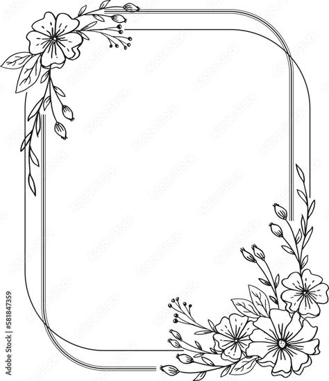 Flower Boarders Designs Drawing, Flowers On Vines Drawing, Boder Degin On Paper Aesthetic Black, Border Drawing Design Doodle Frames, Borders And Frames Flowers, Border Flower Designs Drawing, Boarders Designs Drawing, Floral Border Design Drawing, Cute Border Designs For Projects