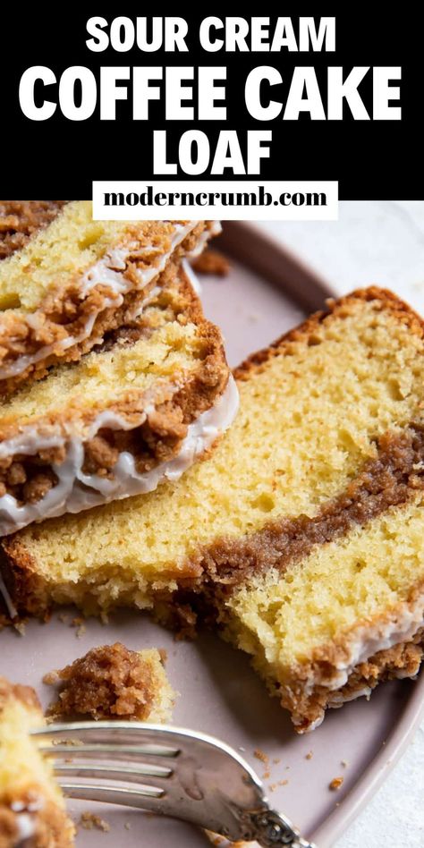 Sour Cream Cake Recipe From Scratch, Cake Recipe With Sour Cream, Cinnamon Swirl Coffee Cake, Buttermilk Coffee Cake, Icing Drizzle, Coffee Cake Loaf, Pecan Coffee Cake, Brunch Dessert, Crumb Recipe