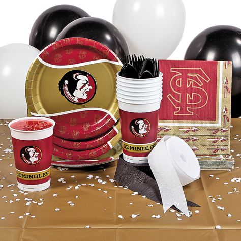 NCAA™ Florida State Seminoles® Party Supplies - OrientalTrading.com Fsu Tailgate, Fsu Graduation, Tailgate Decor, Gator Party, Florida State Seminole, Black And White Balloons, Fsu Football, College Grad Party, Trunk Party