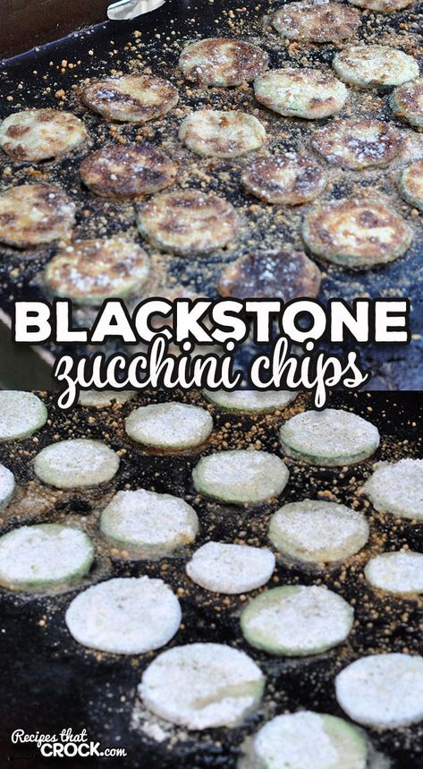 These Homemade Blackstone Zucchini Chips are a delicious way to serve some fresh zucchini. It is a favorite treat around here! via @recipescrock Zucchini On The Blackstone, Zucchini Chips Recipe, Zucchini Recipes Healthy, Blackstone Recipes, Fresh Zucchini, Healthy Zucchini, Zucchini Chips, Stove Top Recipes, Pot Roast Recipes