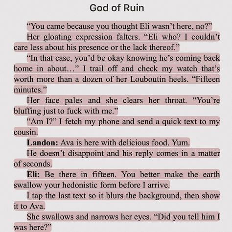 eliava ✧ god of war by rina kent God Of Wrath Rina Kent Quotes, Eli And Ava Rina Kent, Rina Kent Quotes, Random Scenarios, Eli King, Legacy Of Gods Rina Kent, God Of Ruin, Books Characters, 2024 Books