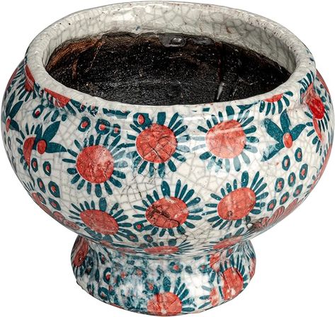 Amazon.com: Creative Co-Op Decorative Printed Terra-Cotta Footed Planter and Crackle Glaze, Multicolor : Patio, Lawn & Garden Garden Cottagecore, Succulent Potting Mix, Boho Garden, Coastal Boho, Garden Tool Set, Unique Planter, Planter Pots Outdoor, Terracotta Planter, Pottery Techniques