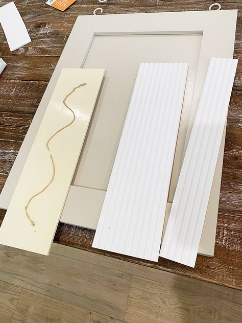 DIY Fluted Cabinet Doors Buffet Cabinet Diy, Fluted Cabinet Doors, Painting Cabinet Doors, Fluted Trim, Fluted Cabinet, Cabinetry Diy, Diy Radiator Cover, Tv Placement, Diy Closet Doors