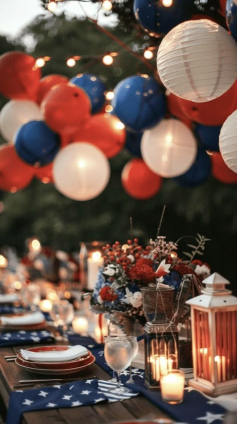 Backyard 4th Of July Party, July 4 Party Ideas, 4th Of July Decor Ideas, 4 July Decoration, Usa Party Theme, American Party Ideas, Dominican Party, Usa Theme Party, Usa Decorations