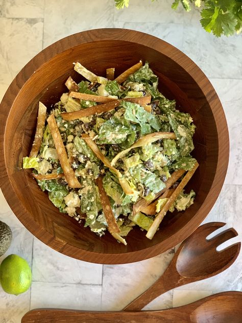 Mexican Caesar Salad Mexican Caesar Salad, Homemade Tortilla Strips, Chicken Piccata Pasta, Salad Chopped, Homemade Tortilla, Tortilla Strips, Classic Salad, Fried Tortillas, Caprese Pasta