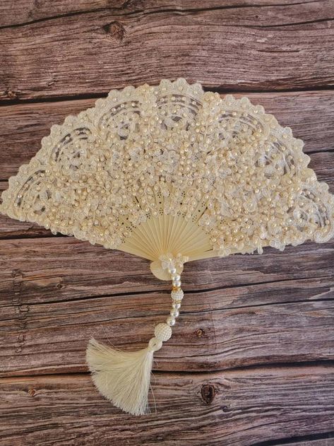 Champagne Hand Fan, Non Folding Hand Fan,beige Hand Fan, Wedding Ceremony, Beach Wedding, Wedding Favor, Party Favor - Etsy Wedding Ceremony Beach, Hand Fans Diy, Antique Fans, Folding Hand Fan, Diy Fan, Wedding Fans, Vintage Fans, Hand Fans, Lace Patterns