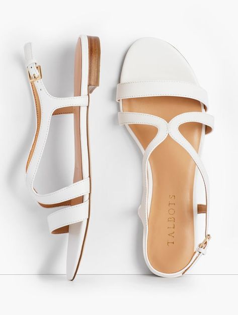 Keri Strap Sandals - Nappa Leather | Talbots Simple Sandals Flat, Fun Flats, Woman Sandals, Flat Sandals For Women, Women Sandals, White Sandals Flat, Fashion Sandals Flat, Soft Leather Sandals, Nice Sandals