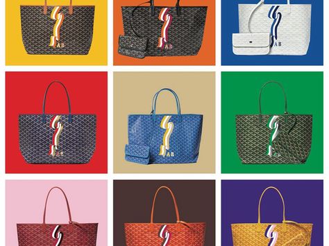 Goyard Launches New Bannière Personalization Style “Bannière” literally means “banner” in French, and as you can see, that refers a a three-stripe ribbon that can now unfurl down the front of your Goyard St. Louis Tote Goyard Personalization, Goyard Tote Monogram, Goyard Handbags, Goyard Tote, Painted Bags, Goyard Bag, Couture Outfits, Monogram Styles, Best Bags