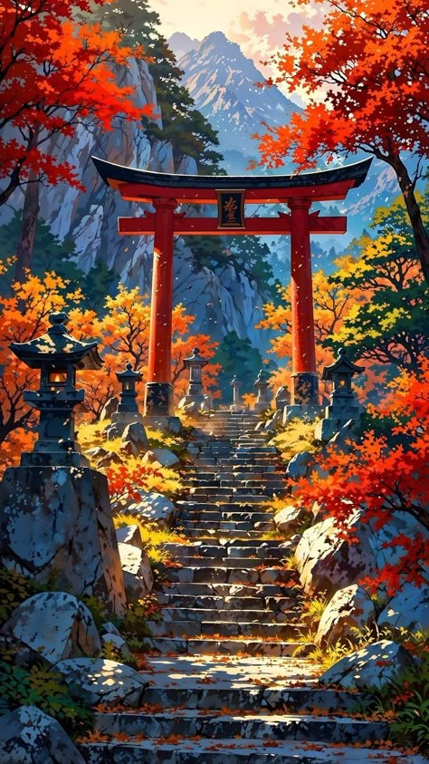 Iphone Dynamic Wallpaper, Japon Illustration, Ghost Of Tsushima, Japanese Landscape, Art Gallery Wallpaper, Graphic Wallpaper, Cool Wallpapers Art, Beautiful Landscape Wallpaper, Dreamy Art