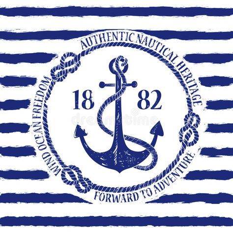 Navy Emblem, Anchor Logo, Nautical Stripes, Nautical Design, Vintage Nautical, Striped Background, Nautical Theme, Vector Logo, Vector Design