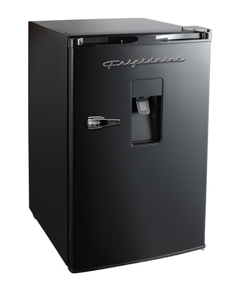 The Frigidaire 4.5 cu ft compact refrigerator is a cool and fun way to keep your favorite beverages and snacks cold with the added bonus of a built in water dispenser the retro design will look great with any decor whether contemporary or traditional. It is perfect for a dorm room, office or RV! Frigidaire 4.5-cu ft Freestanding Mini Fridge Freezer Compartment (Black) | EFR494-BLACK Mini Fridge Bar, Mini Fridge In Bedroom, Mini Fridge Cabinet, Fridge Essentials, Bar Fridge, Door Basket, Mini Fridge With Freezer, Can Dispenser, Compact Fridge