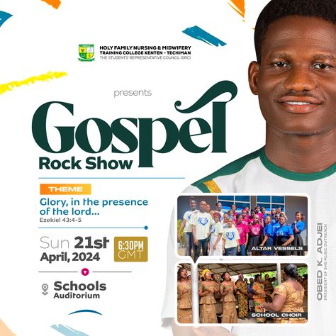 Gospel rock show flyer design by oppomence graphics, contact us on +233 247369275 Show Flyer Design, Show Flyer, The Book Of Romans, Flyers Design, Church Poster Design, Flyer Design Inspiration, Church Poster, Birthday Flyer, Graphic Design Photoshop