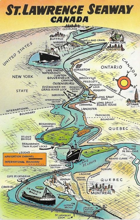 St Lawrence Seaway; Canada. Expo 67 Montreal, Saint Lawrence River, Expo 67, Saint Lawrence, Lawrence County, Canada Map, Lake Lure, Painting Pictures, Nassau County