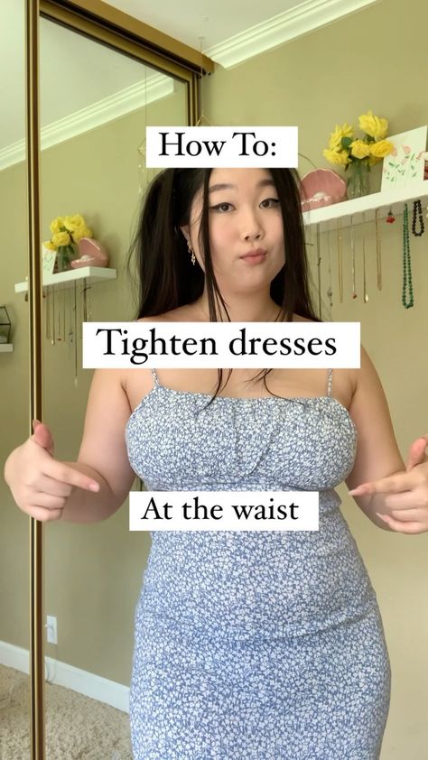 Hack To Tighten Dress, How To Make Ur Dress Tighter, Tighten Waist On Dress, Tightening Dress Hack, How To Tighten Your Dress, How To Tighten Waist On Dress, How To Tighten The Waist Of A Dress, Tighten Dress Hack, Dress Tightening Hack