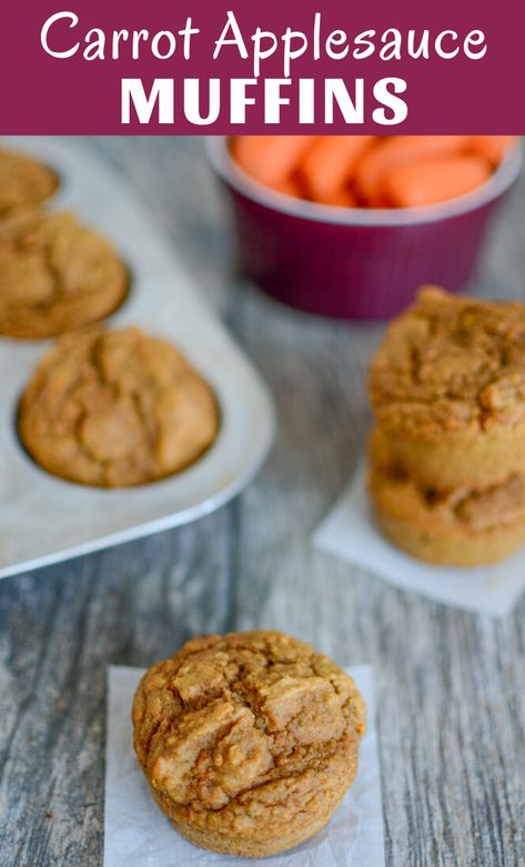 Healthy Muffins To Freeze, Carrot Muffins With Applesauce, Blw Carrot Muffins, Toddler Applesauce Muffins, Toddler Pantry Snacks, Carrot Muffins Healthy Kids, Kid Friendly Muffins Healthy, Carrot Toddler Recipe, Muffins For Toddlers Healthy