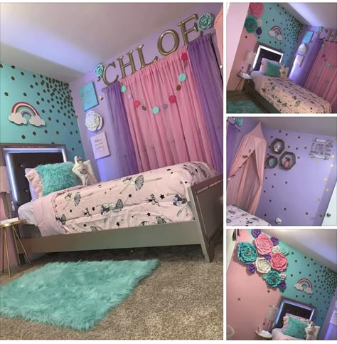 Painting Girls Room Ideas, Unicorn Rooms For Girls Ideas, Unicorn Room Decor Kids Girls Bedroom, Unicorn Room Ideas, Unicorn Bedroom Ideas, Girls Bedroom Unicorn, Unicorn Girls Room, Unicorn Themed Bedroom, Bedroom Unicorn