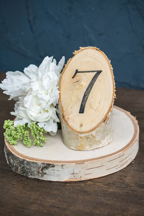 Birch Wedding Centerpieces, Birch Wedding Decor, Wood Centerpieces Wedding, Birch Centerpieces, Enchanted Forest Decorations, Birch Tree Decor, Wood Place Card Holders, Round Wedding Tables, Birch Tree Wedding