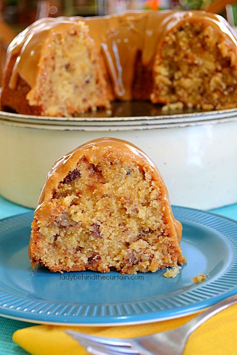 Christmas Bread Pudding, Steak Medium, Dense Cake, Caramel Pound Cake, Brown Sugar Pound Cake, Caramel Bits, Christmas Bread, Coconut Pie, Behind The Curtain