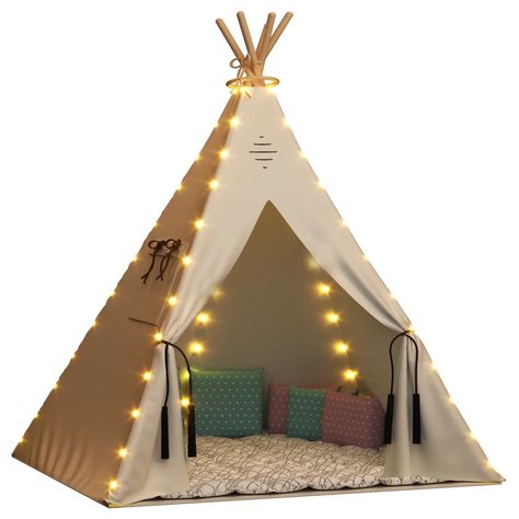 Tp Tent, Girls Play Tent, Canvas Teepee, Kids Teepee, Kids Teepee Tent, Mini Led Lights, Kids Play Tent, Outdoor Play Area, Teepee Kids