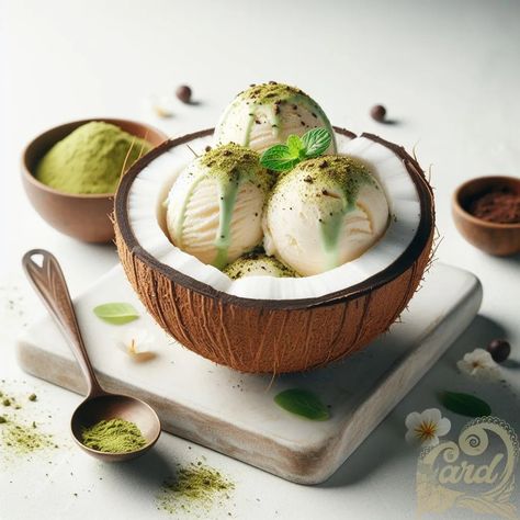 https://card9.com/ai/matcha-coconut-ice-cream Ice Cream Matcha, Matcha Coconut, Coconut Ice, Coconut Ice Cream, Food Art, Matcha, Coconut, Ice Cream, Cream