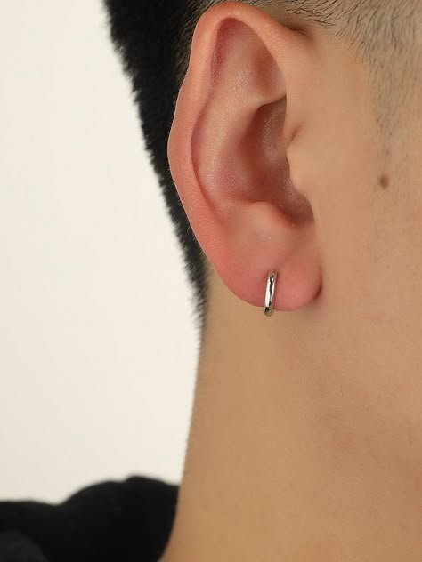 Type: Accessories Material: 925 sterling silver Outer Diameter: 10 mm Inner diameter: 7 mm Thickness: 2 mm Mens Lobe Piercing, Silver Earrings For Men, Male Earrings Aesthetic, Men’s Earrings, Men's Piercings Ears, Ear Piercings Men, Silver Earrings Men, Piercings Men, Male Piercings