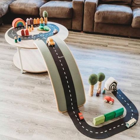 DAILY FIND 🚙 How cool are these flexible toy road tracks?! We are loving the creativity of combining Way to Play Tracks with a Wobbel Board to create the ultimate race track! 🙌🏼 Both super fun products are in stock now @thecreativetoyshop⁣ .⁣ .⁣ @thecreativetoyshop support play based learning for all abilities. The inspiring work Brianna is doing was born from the desire to share her journey around special needs, home education & learn through play. ✨⁣ .⁣ 🚗 Way to Play Tracks: @... Waldorf Preschool, Wobble Board, Toy Road, Board For Kids, Wooden Rainbow, Small World Play, Balance Board, Contemporary Fabric, Play Ideas