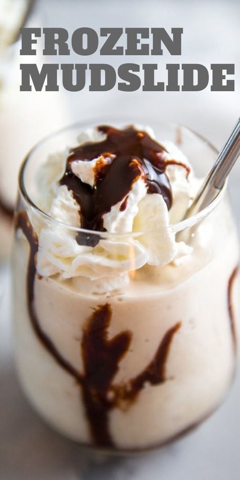 Frozen Mudslide Recipe, Ice Cream Drink, Mudslide Recipe, Boozy Ice Cream, Boozy Milkshake, Rum Punch Recipes, Ice Cream Drinks, Mudslide, Milkshake Recipes