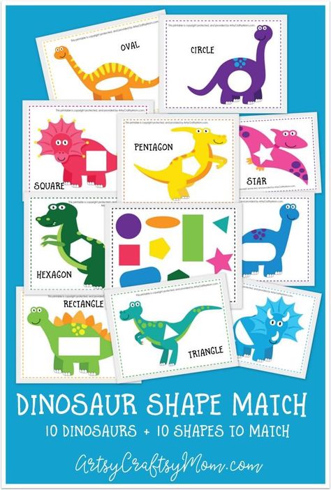 Help your little ones learn all about shapes and dinosaurs with this Montessori-inspired Printable Dinosaur Shape Match Game for kids! Dinosaur Lesson, Dinosaur Theme Preschool, Dinosaur Activities Preschool, Dinosaurs Preschool, Shapes Preschool, Dinosaur Activities, Match Game, Dinosaur Crafts, Shapes And Colors