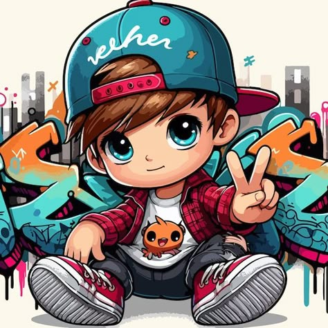 Hip hop boy | Premium Vector #Freepik #vector #kid-illustration #kid-design #cartoon-design #boy-cartoon Bikes Stickers, Afo Brace, Shirt Printing Design, Cartoon Character Outfits, Cartoon Props, T Shirt Printing Design, Kid Illustration, Billy Kid, Gallery Wall Nursery