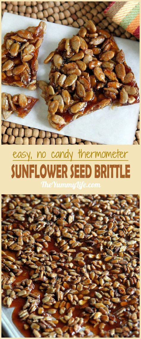 Seed Brittle Recipe, Sunflower Seed Recipes, Sushi Rolling, Brittle Recipes, Nut Recipes, Candy Thermometer, Homemade Candies, Sunflower Seed, Sweets Treats