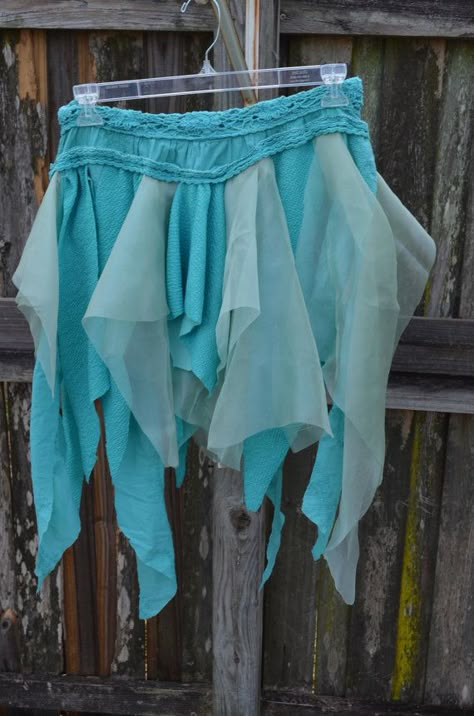 Water Nymph skirt  Mermaid skirt  fairy by Frecklesfairychest, $65.00 Sea Nymph Costume, Water Outfit Ideas, Water Costume Ideas, Water Fairy Costume, Water Costume, Maong Skirt, Siren Costume, Leather Wrap Skirt, Skirt Mermaid