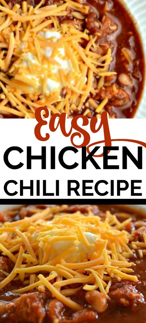 Simple Chicken Chili Recipe, Beanless Chicken Chili Recipe, Chili Made With Chicken, Chicken Bean Chili, Rotisserie Chicken Chili Real Simple, Stove Top Chicken Chili Recipe, Stove Top Chilli Recipe, Easy Chicken Chili Stovetop, Stove Top Chicken Chili