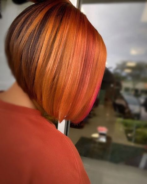 Hair Color On Dark Skin Black Women, Copper Bob Black Women, Ginger Hair Dye Black Women, Bob Hair Color, Short Hair Images, Bold Hair Color, Creative Hair, Simple Hairstyles, Fall Vest