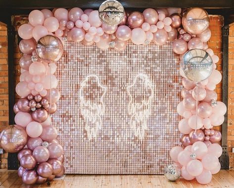 @theeventcollectivex Sequin Wedding Decor, Shimmer Wall Backdrop, Glitter Backdrop, Sequin Wall, Sequin Backdrop, Shimmer Wall, Sequin Wedding, 3d Rose, Wall Backdrops