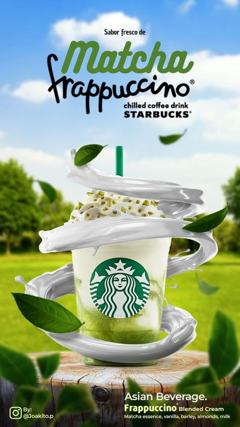 Starbucks Advertisement Poster, Starbucks Design Poster, Smoothie Advertising, Food Advertisement Poster Products, Starbucks Ads, Smoothie Poster, Starbucks Poster, Starbucks Matcha, Starbucks Advertising