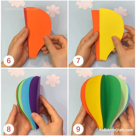 DIY How to Make Paper Air Balloon – Art and Craft for Kids - Kids Art & Craft 3 D Hot Air Balloon Craft, How To Make A Air Balloon, Hot Air Balloons Craft, Handmade Classroom Decorations, Hot Air Balloon Paper Craft, Diy Paper Hot Air Balloon, How To Make A Hot Air Balloon Decoration, Hot Air Balloon Craft Diy, Hot Balloon Decorations