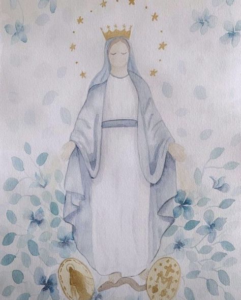 Mary Watercolor, Mary Jesus Mother, Catholic Wall Art, Virgin Mary Art, Mother Mary Images, Mother Images, Catholic Crafts, Spirited Art, Watercolor Art Lessons