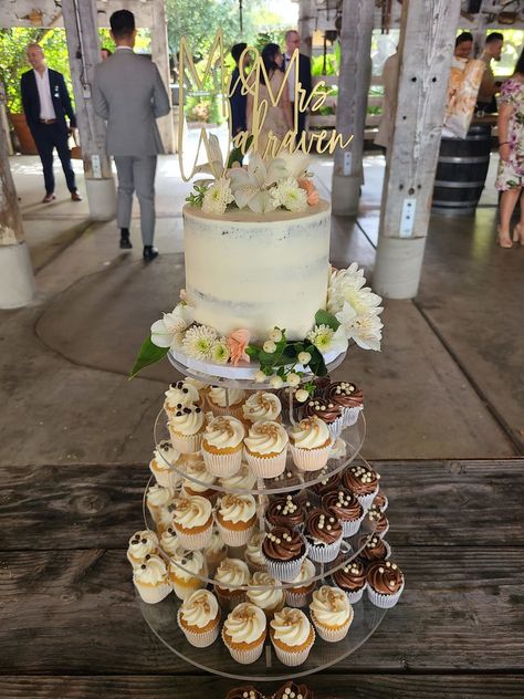 Clear cupcake stand with mini cupcakes Mini Cupcake Display, Clear Cupcake Stand, Indoor Wedding Receptions, Cupcake Display, Cupcake Stand, Indoor Wedding, 70th Birthday, Wedding Reception Decorations, Mini Cupcakes