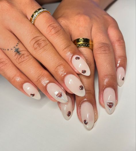 she said espresso martini nails please . ݁🍸₊ ⊹ .🫘 ݁˖ . ݁ #gelx #nails #nailinspo #nailart #naildesign #martini #espressomartini #martininails #espresso #detailednailart #almondnails Martini Nails Designs, Espresso Martini Nails, Espresso Nails, 27 Birthday Ideas, Martini Nails, Nailinspo Nailart, October Nails, 27th Birthday, Colorful Nail Designs