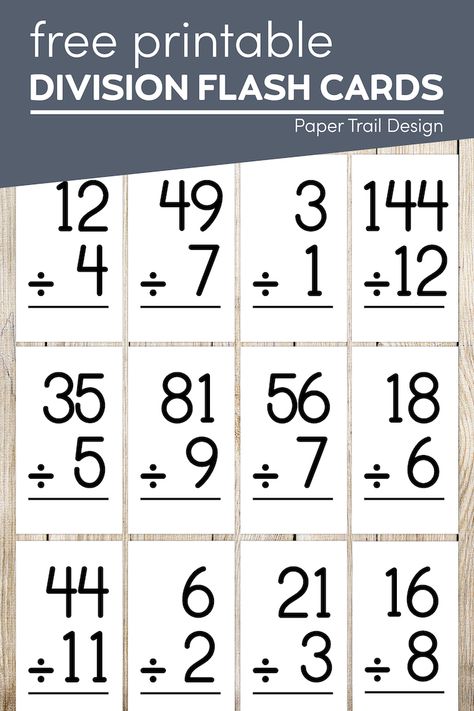 Print these division flash cards and help students learn their division facts. Division Flashcards Free Printable, Division Chart, Division Flash Cards, Addition Flashcards, Multiplication Flashcards, Paper Trail Design, Division Facts, Free Printable Crafts, Multiplication Chart